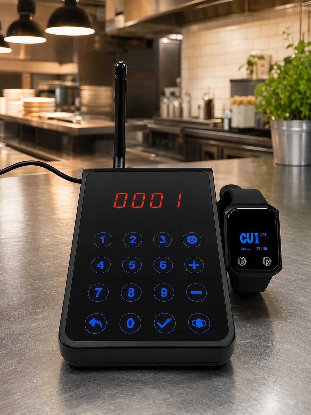 Base d'appel et bipeur montre LC-S200 en cuisine